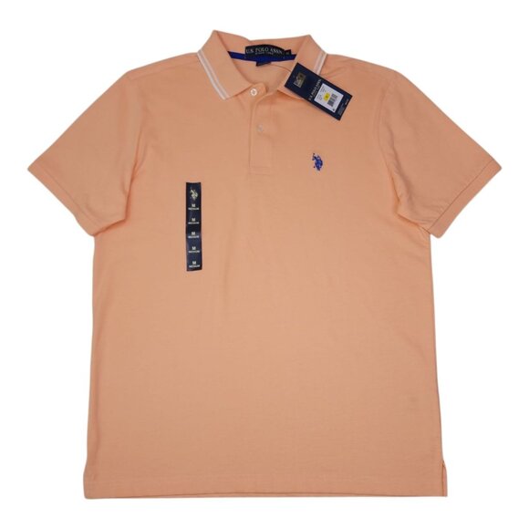 U.S. Polo Assn. Mens Peach Polo Shirt Medium Cotton Short Sleeve - Picture 2 of 9
